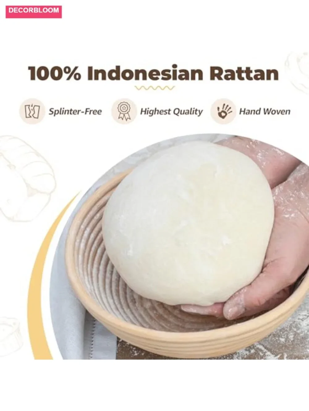Rattan Bread Proofing Baskets Set of 2 Sourdough Starter Kit
